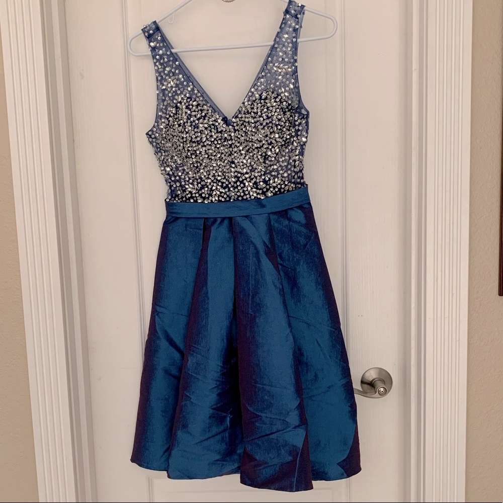 Royal blue diamond bodice Homecoming dress